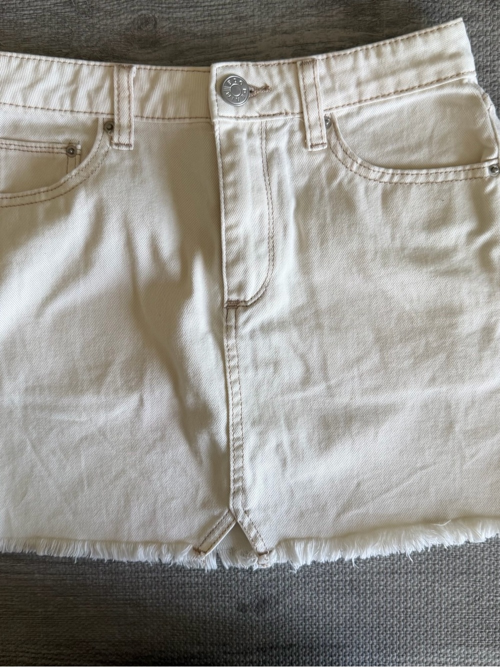 BDG Cream Denim Mini Skort with Frayed Hem size XS
